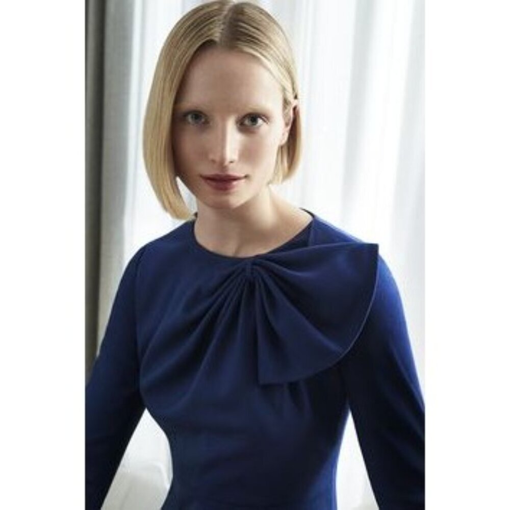 The Fold London Cliveden Dress Indigo Blue Uk 16 Us 12 Euc — image 8 of 8